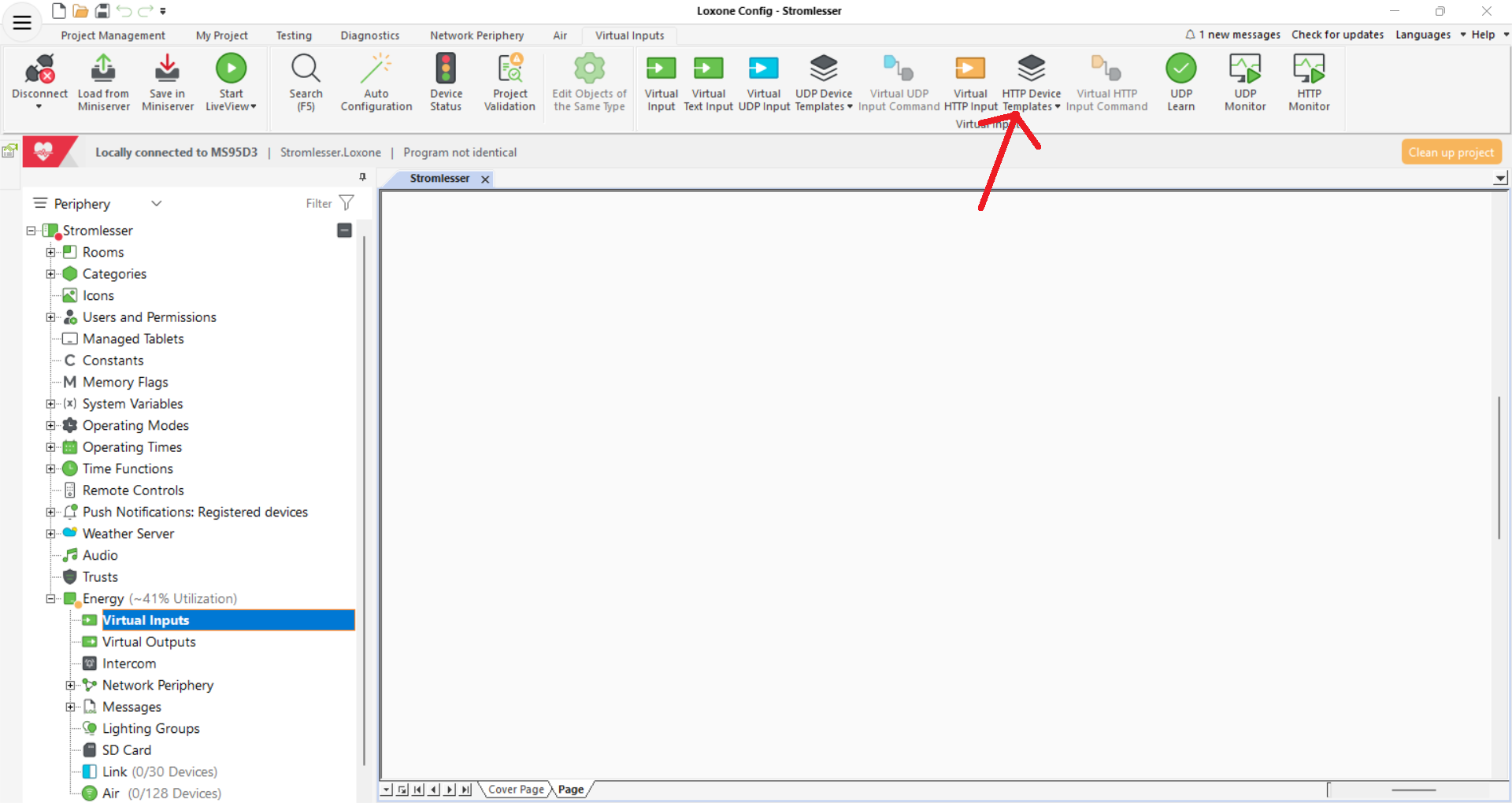 Importing Template Menu