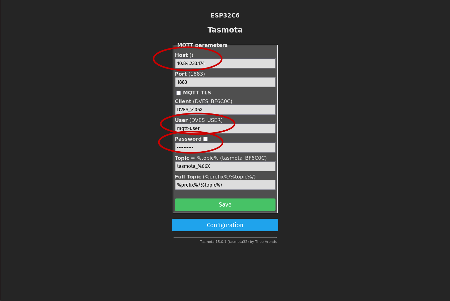 Tasmota Web Interface